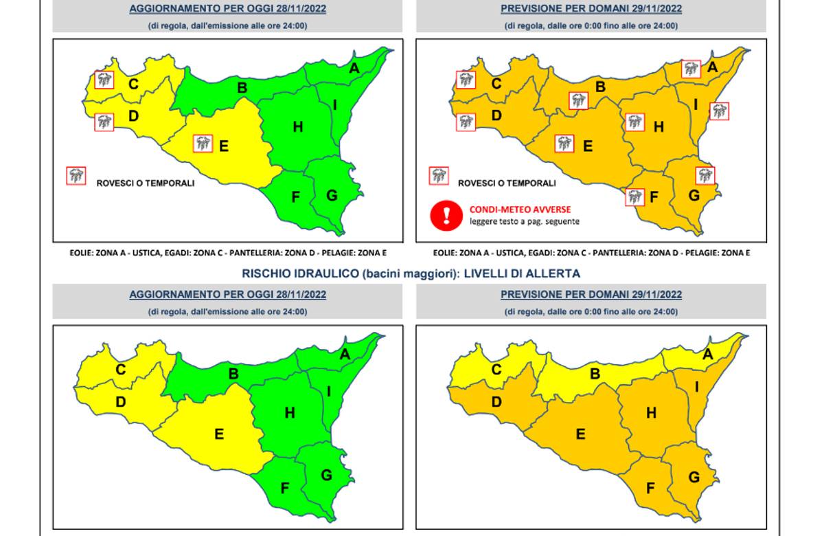 Sicilia, nuova allerta arancione per il maltempo martedì 29 novembre
